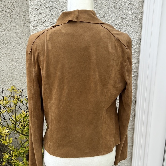 BlankNYC Camel Brown Faux Suede Drape Front Moto Style Jacket Size M - Picture 8 of 12